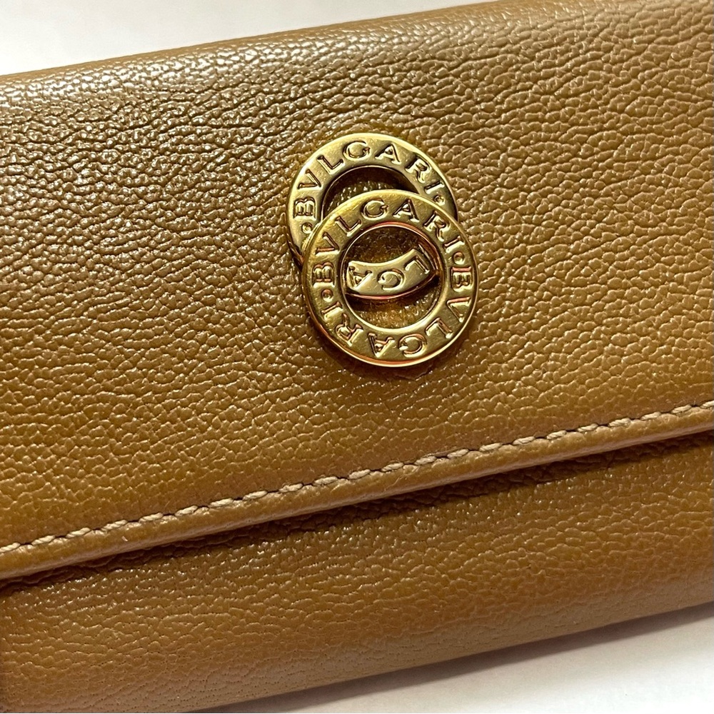 BVLGARI Authentic Brown Leather Key Holder Wallet